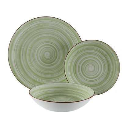 Versa Artesia 18-Piece Green Porcelain Dinnerware Set