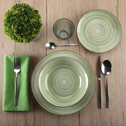 Versa Artesia 18-Piece Green Porcelain Dinnerware Set