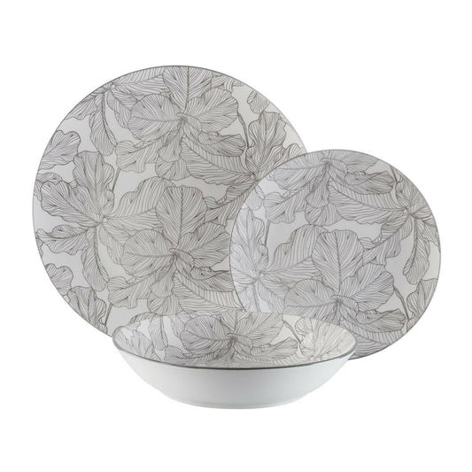 Set de Vajilla Versa Palmera 18 Piezas Gris Porcelana