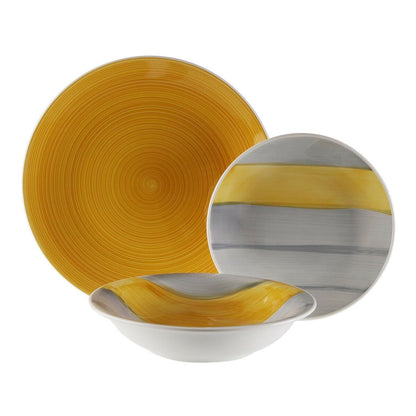 Versa Leanne Yellow Stoneware Dinnerware Set 26.5 x 26.5 cm 18 Pieces