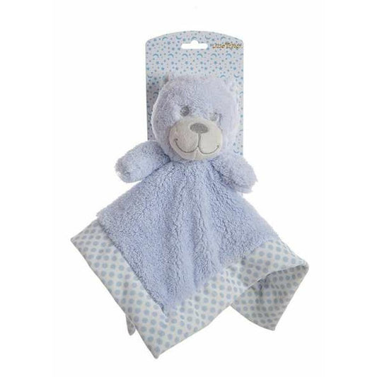 Double layer teddy bear doudou blue polka dots 30 x 30 cm