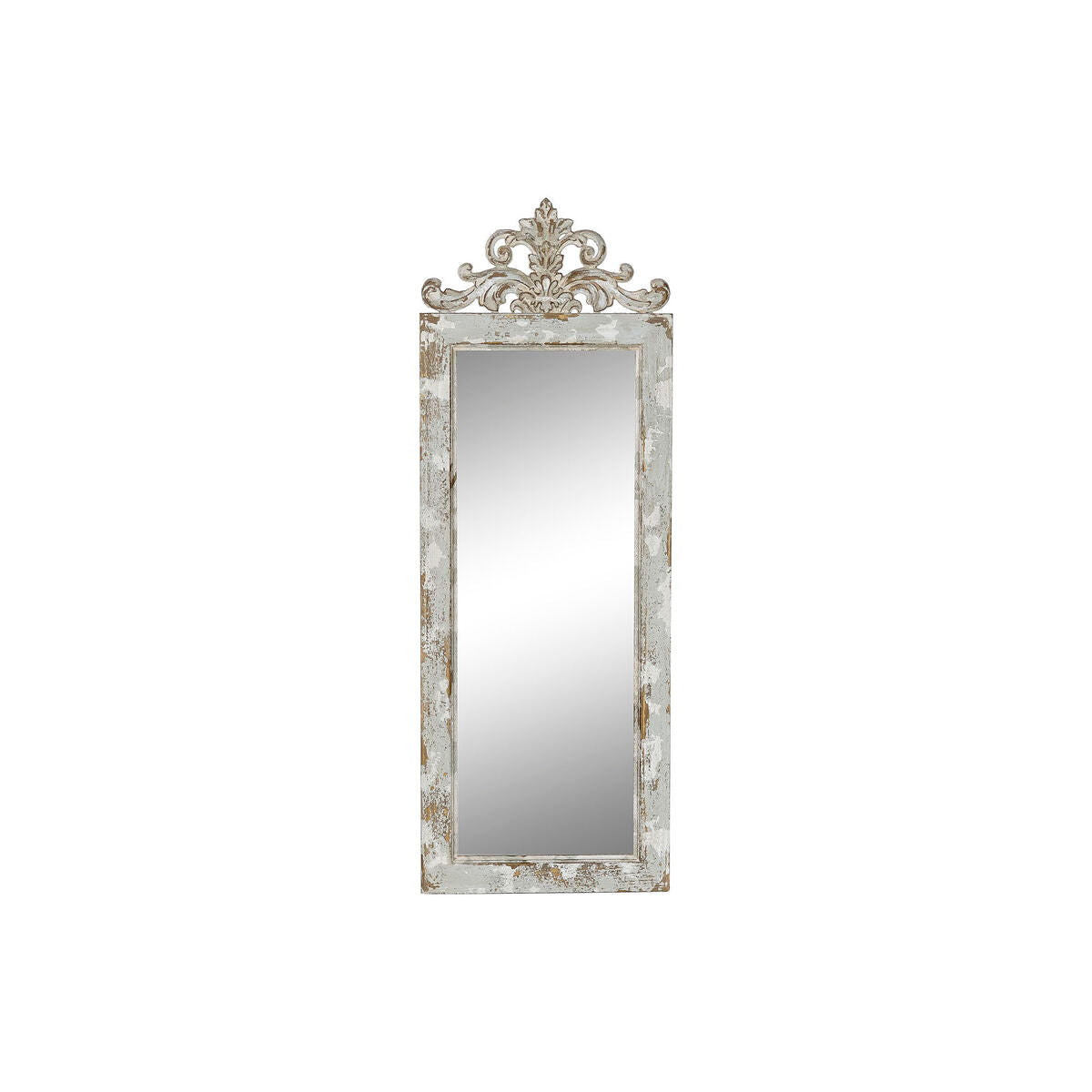 DKD Home Decor Wall Mirror White Fir Mirror MDF Wood 39 x 3 x 108 cm