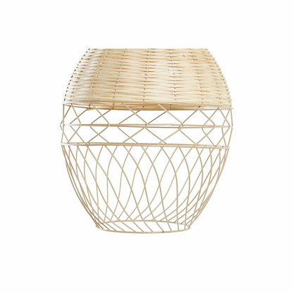 DKD Home Decor Ceiling Lamp Metal White Light Brown Rattan 50 W (30 x 30 x 38 cm)