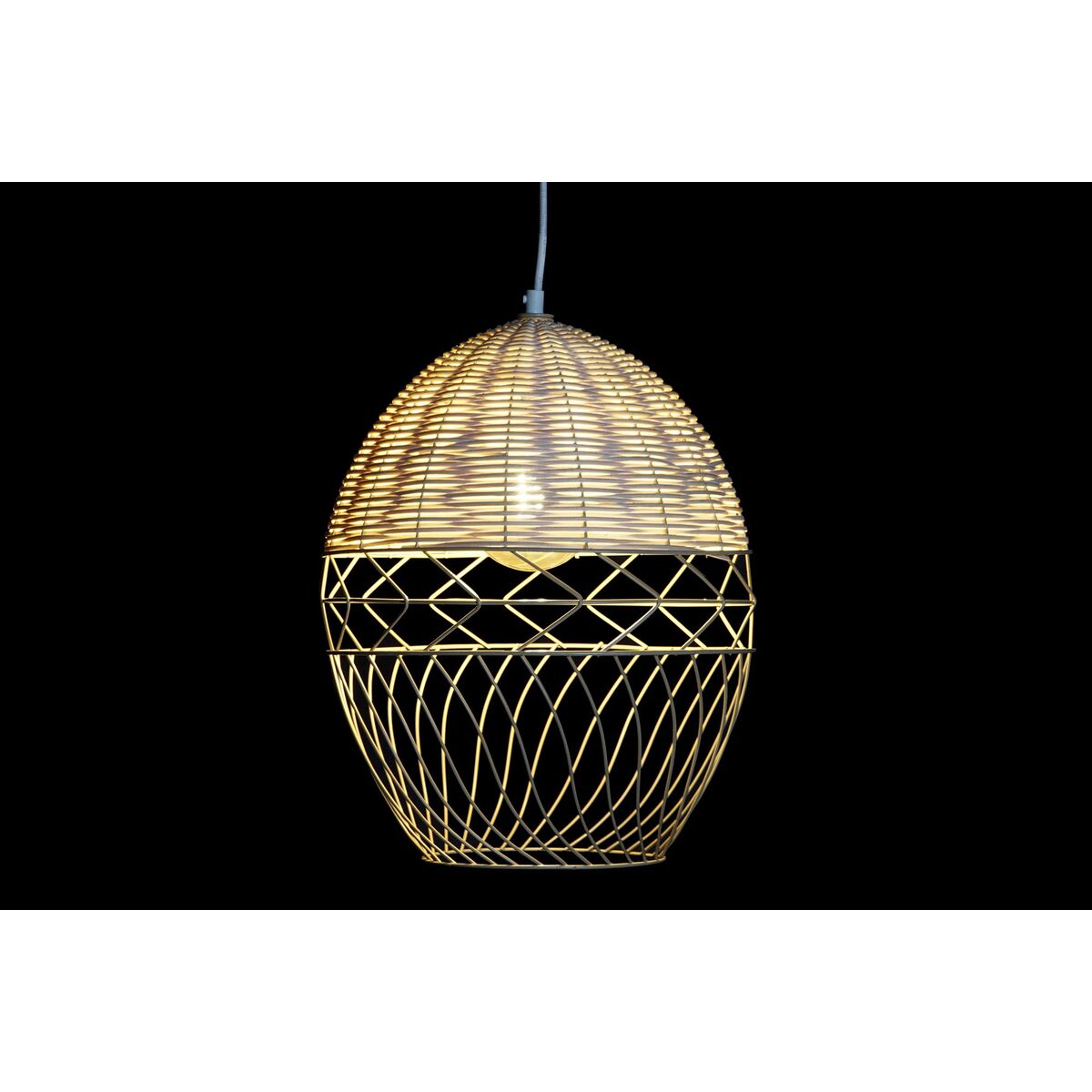 DKD Home Decor Ceiling Lamp Metal White Light Brown Rattan 50 W (30 x 30 x 38 cm)