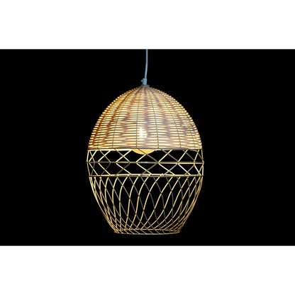 DKD Home Decor Ceiling Lamp Metal White Light Brown Rattan 50 W (30 x 30 x 38 cm)