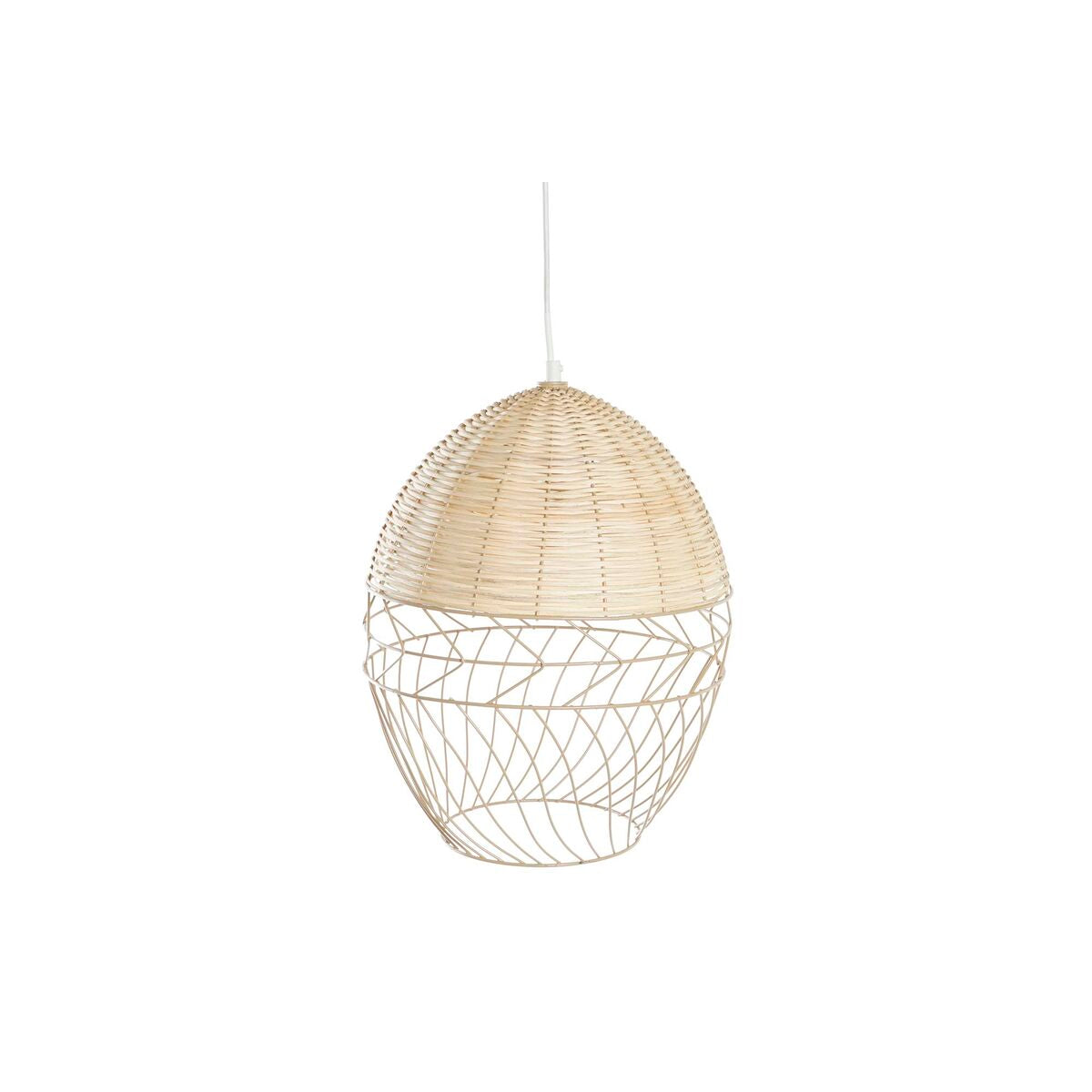 DKD Home Decor Ceiling Lamp Metal White Light Brown Rattan 50 W (30 x 30 x 38 cm)