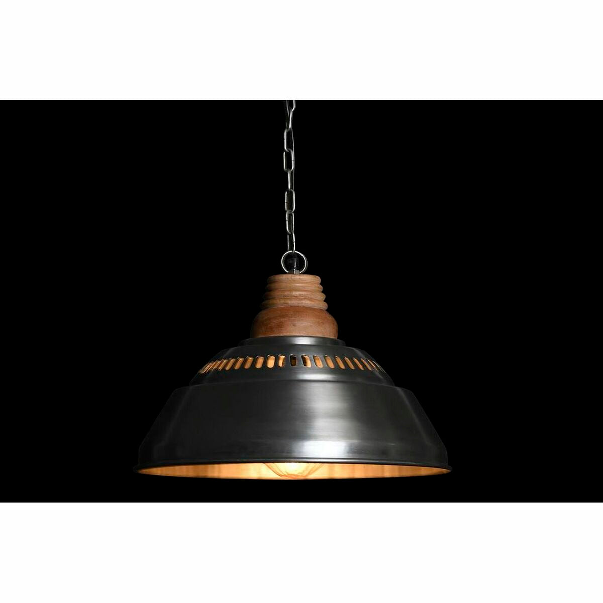 DKD Home Decor Ceiling Lamp Silver Brown Iron Mango Wood 50 W (43 x 43 x 31 cm)