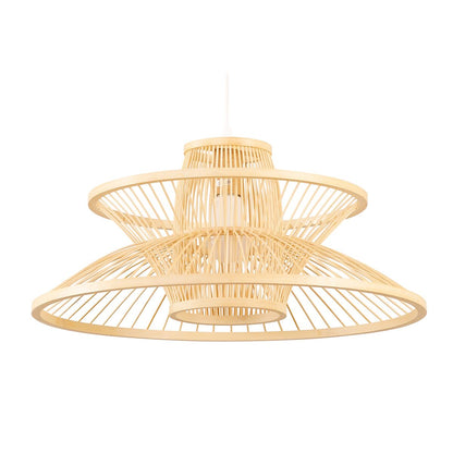 DKD Home Decor Ceiling Lamp 50 x 50 x 22 cm Light Brown Bamboo 50 W