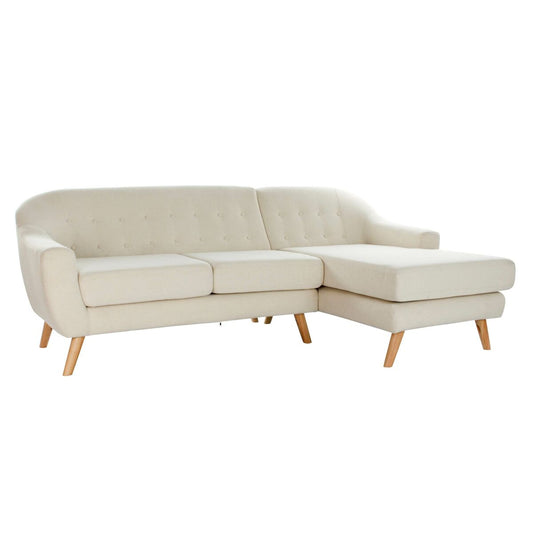 Chaise Longue Sofa DKD Home Decor Cream Rubber Wood 226 x 144 x 84 cm