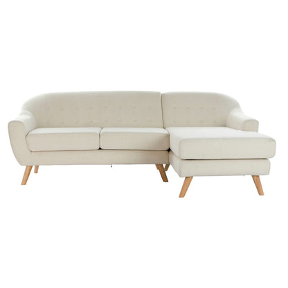 Sofá Chaise Longue DKD Home Decor Crema Madera de caucho 226 x 144 x 84 cm