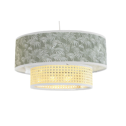 DKD Home Decor Natural Black Polyester White Green Ceiling Lamp 40 W 50 W (46 x 46 x 25 cm)