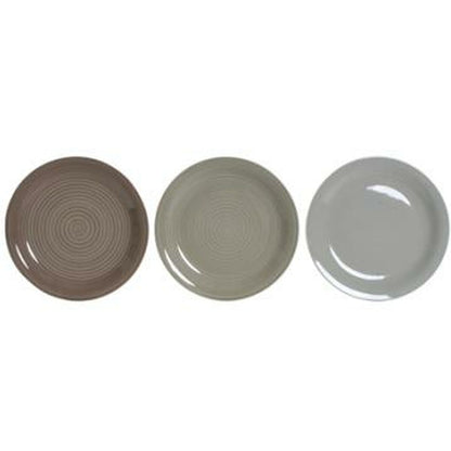 DKD Home Decor Brown Grey Stoneware Dinnerware Set 18 Pieces 26.5 x 26.5 x 3 cm