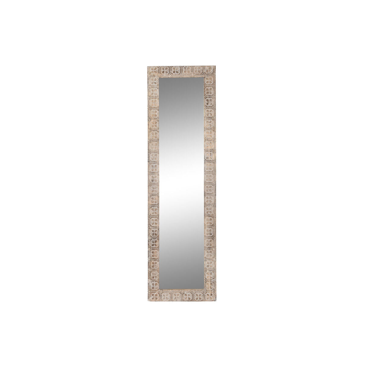 DKD Home Decor Wall Mirror 44 x 3 x 150 cm Glass Brown White Indian Mango Wood MDF Decapé Wood