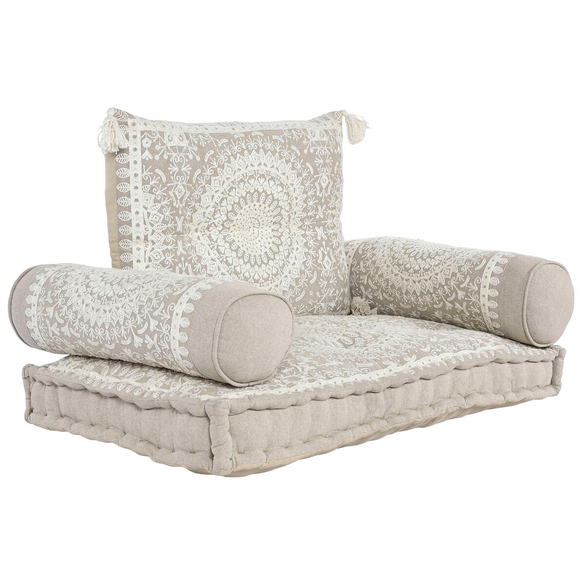 Sillón DKD Home Decor Blanco Beige 90 x 56 x 15 cm