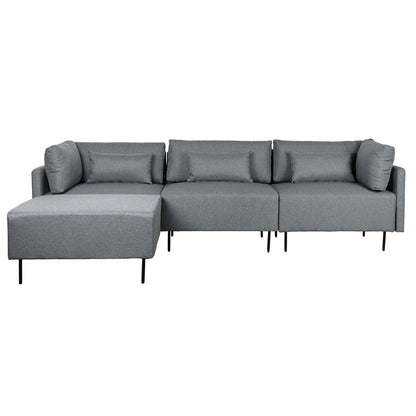 Chaise Longue Sofa DKD Home Decor Gray Metal Modern 276 x 152.5 x 84 cm