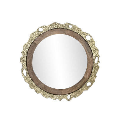 DKD Home Decor Wall Mirror 78.5 x 2.5 x 78.5 cm Gold Brown Aluminum Mango Wood