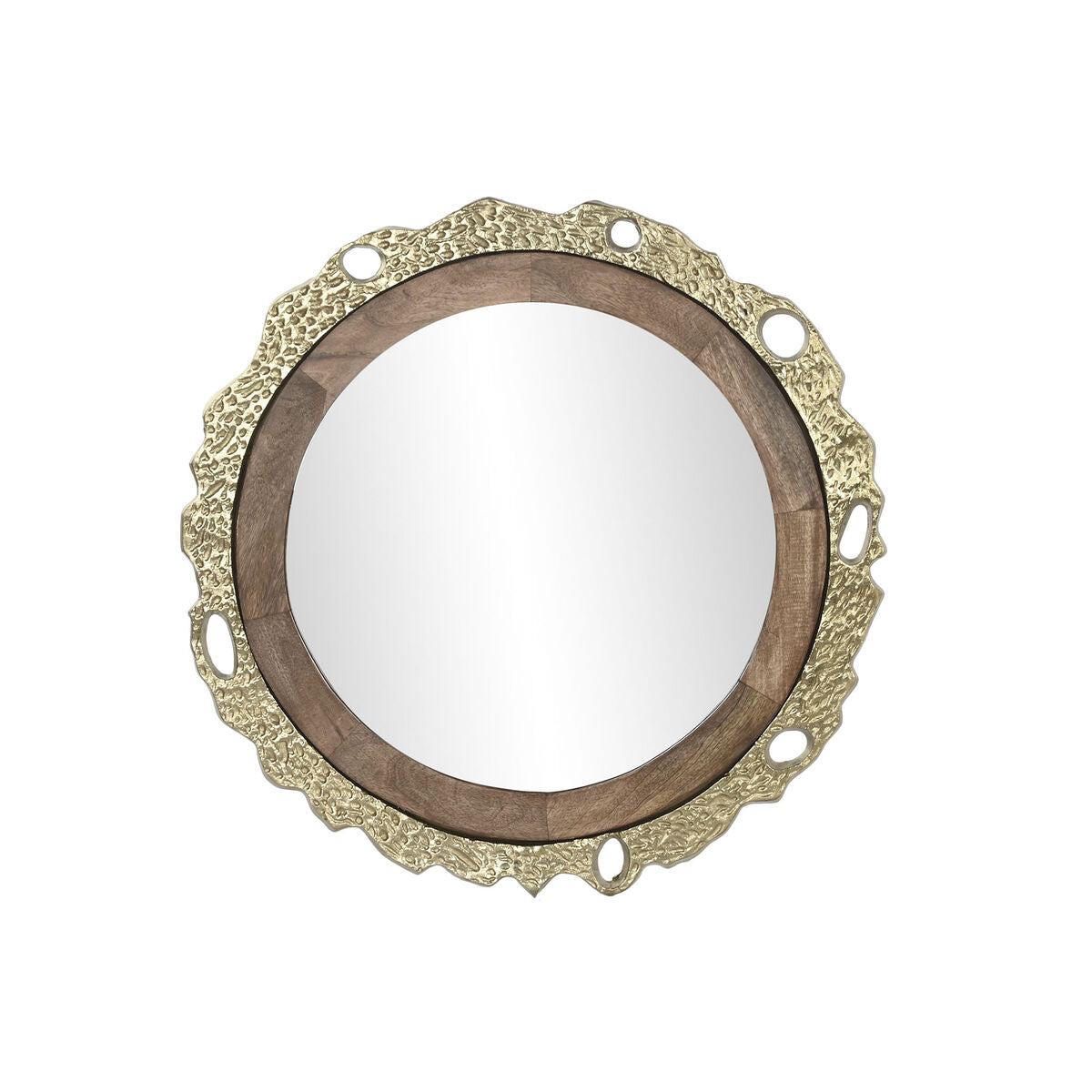 DKD Home Decor Wall Mirror 78.5 x 2.5 x 78.5 cm Gold Brown Aluminum Mango Wood