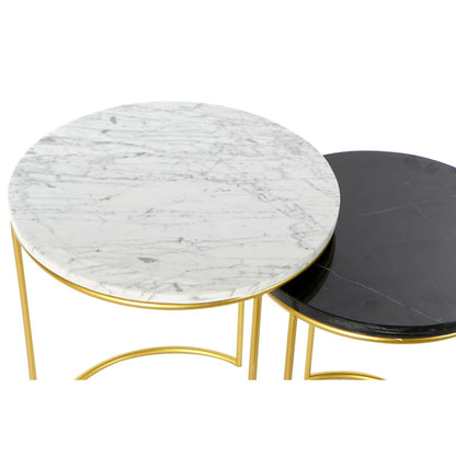 Set of 2 DKD Home Decor tables White Black Gold 40 x 40 x 46.5 cm