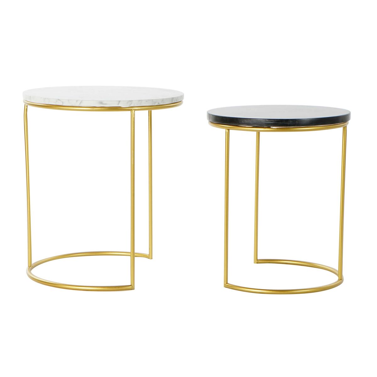 Set of 2 DKD Home Decor tables White Black Gold 40 x 40 x 46.5 cm