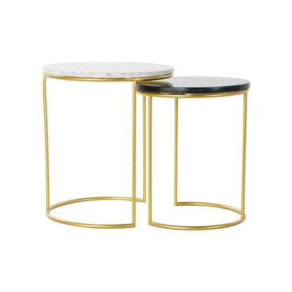 Set of 2 DKD Home Decor tables White Black Gold 40 x 40 x 46.5 cm