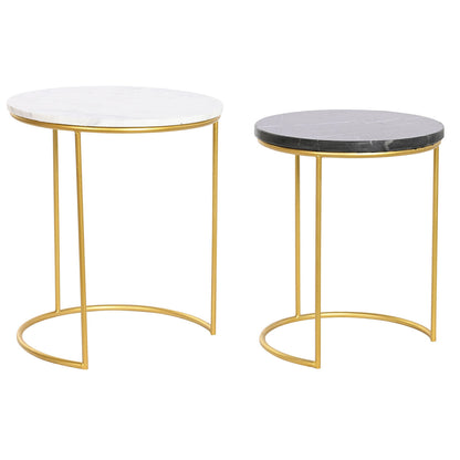 Set of 2 DKD Home Decor tables White Black Gold 40 x 40 x 46.5 cm