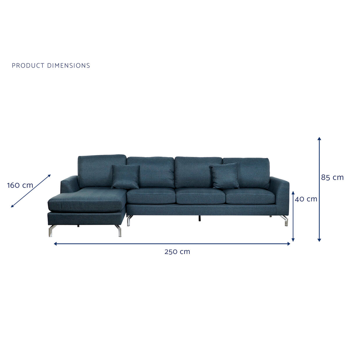 DKD Home Decor Sofa Blue Metal 300 x 160 x 85 cm