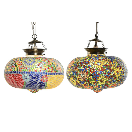 DKD Home Decor Ceiling Lamp 32 x 32 x 26 cm Multicoloured Glass 25 W (2 Units)