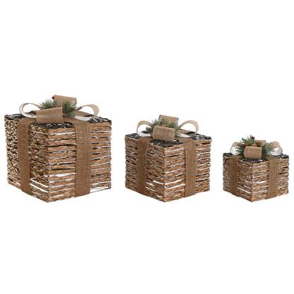 Adorno Navideño DKD Home Decor Natural 25 x 25 x 25 cm (3 Piezas)