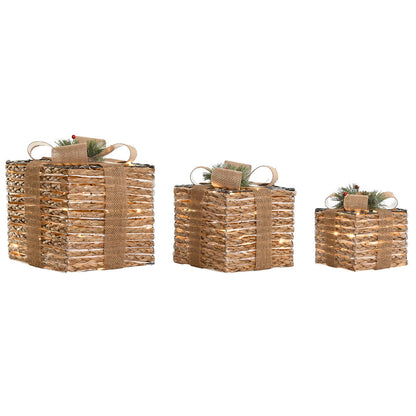 Adorno Navideño DKD Home Decor Natural 25 x 25 x 25 cm (3 Piezas)