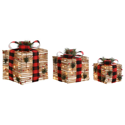 Adorno Navideño DKD Home Decor Rojo Natural 25 x 25 x 25 cm (3 Piezas)