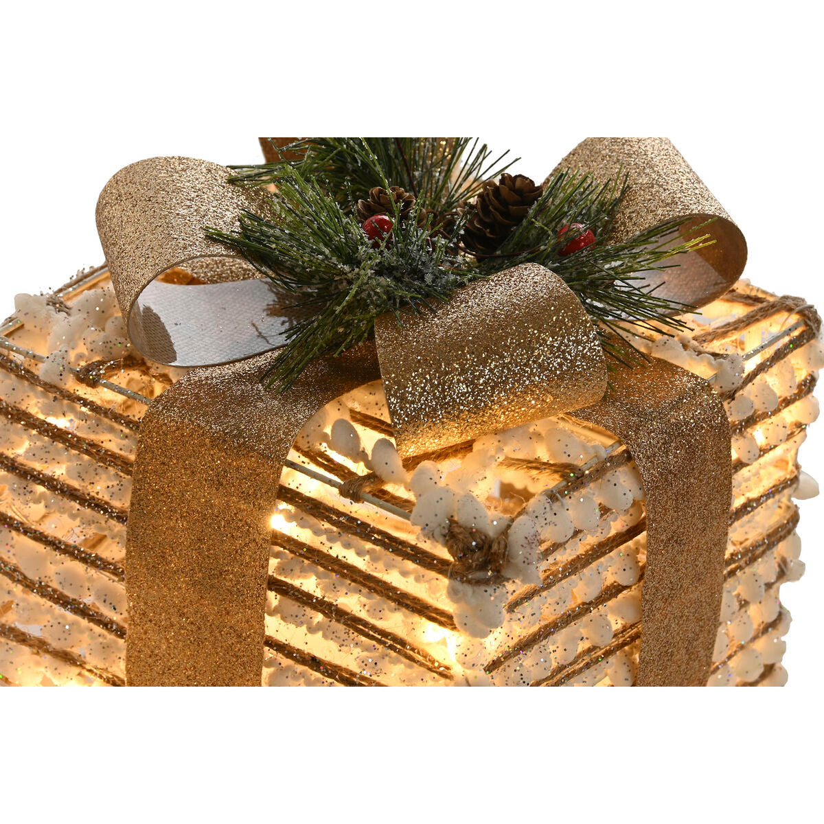 Adorno Navideño DKD Home Decor Blanco Dorado Natural 25 x 25 x 25 cm (3 Piezas)