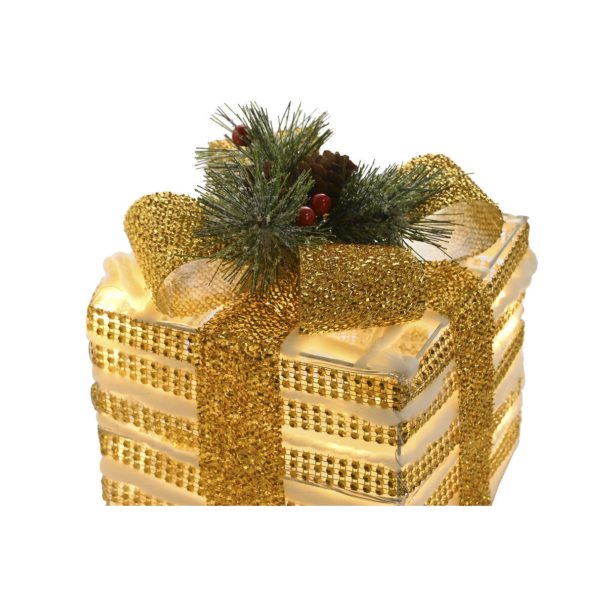 Adorno Navideño DKD Home Decor Blanco Rojo Dorado 25 x 25 x 25 cm (3 Piezas)