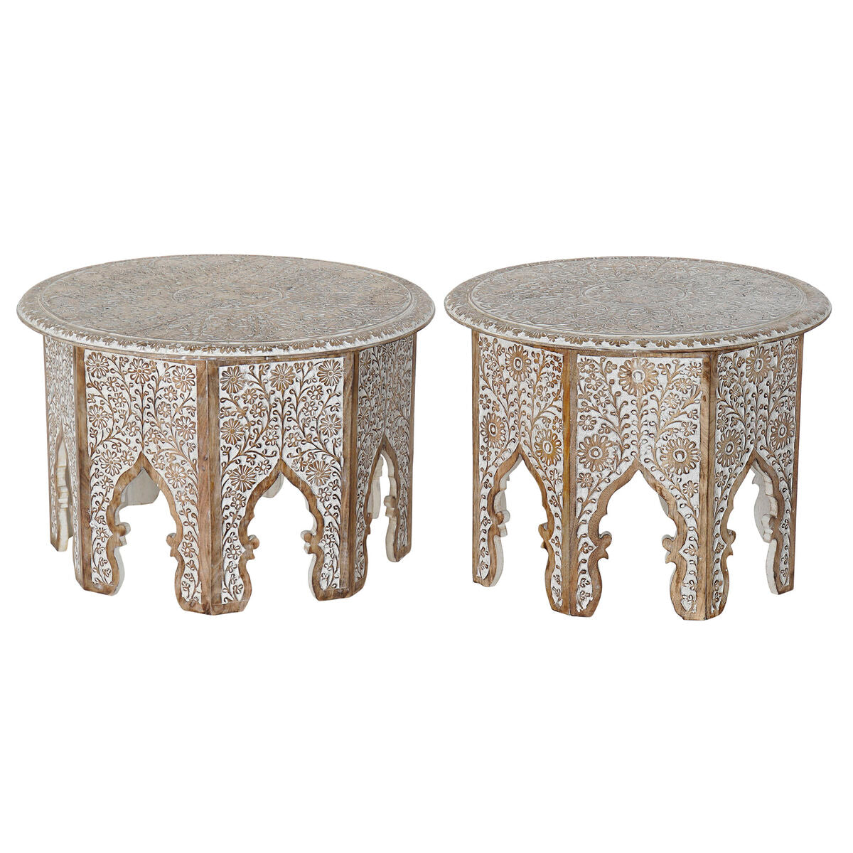 Set of 2 DKD Home Decor tables Natural 75 x 75 x 45 cm 70 x 70 x 46 cm