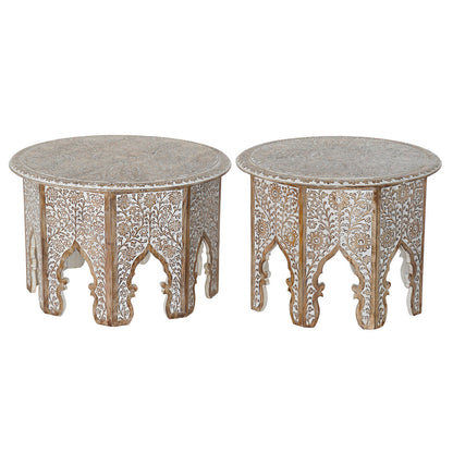 Set of 2 DKD Home Decor tables Natural 75 x 75 x 45 cm 70 x 70 x 46 cm