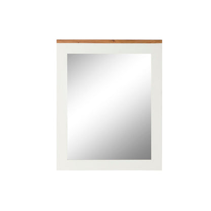 DKD Home Decor Wall Mirror White Brown Acacia Mango Wood Urban 90 x 1.5 x 113 cm