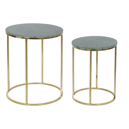 Set of 2 DKD Home Decor tables Green Gold 46 x 46 x 58 cm