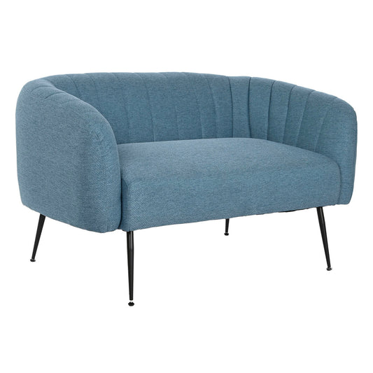 Sofá DKD Home Decor Azul Negro Espuma Madera Metal Terciopelo Scandi 129 x 75 x 73 cm