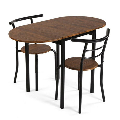 DKD Home Decor Table Set with 4 Chairs Brown Black Metal MDF Wood 121 x 55 x 78 cm