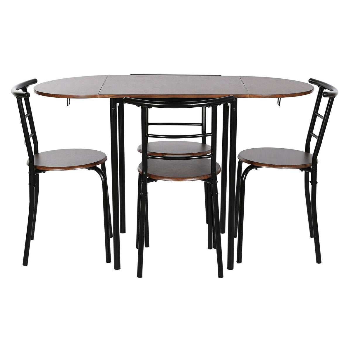 DKD Home Decor Table Set with 4 Chairs Brown Black Metal MDF Wood 121 x 55 x 78 cm