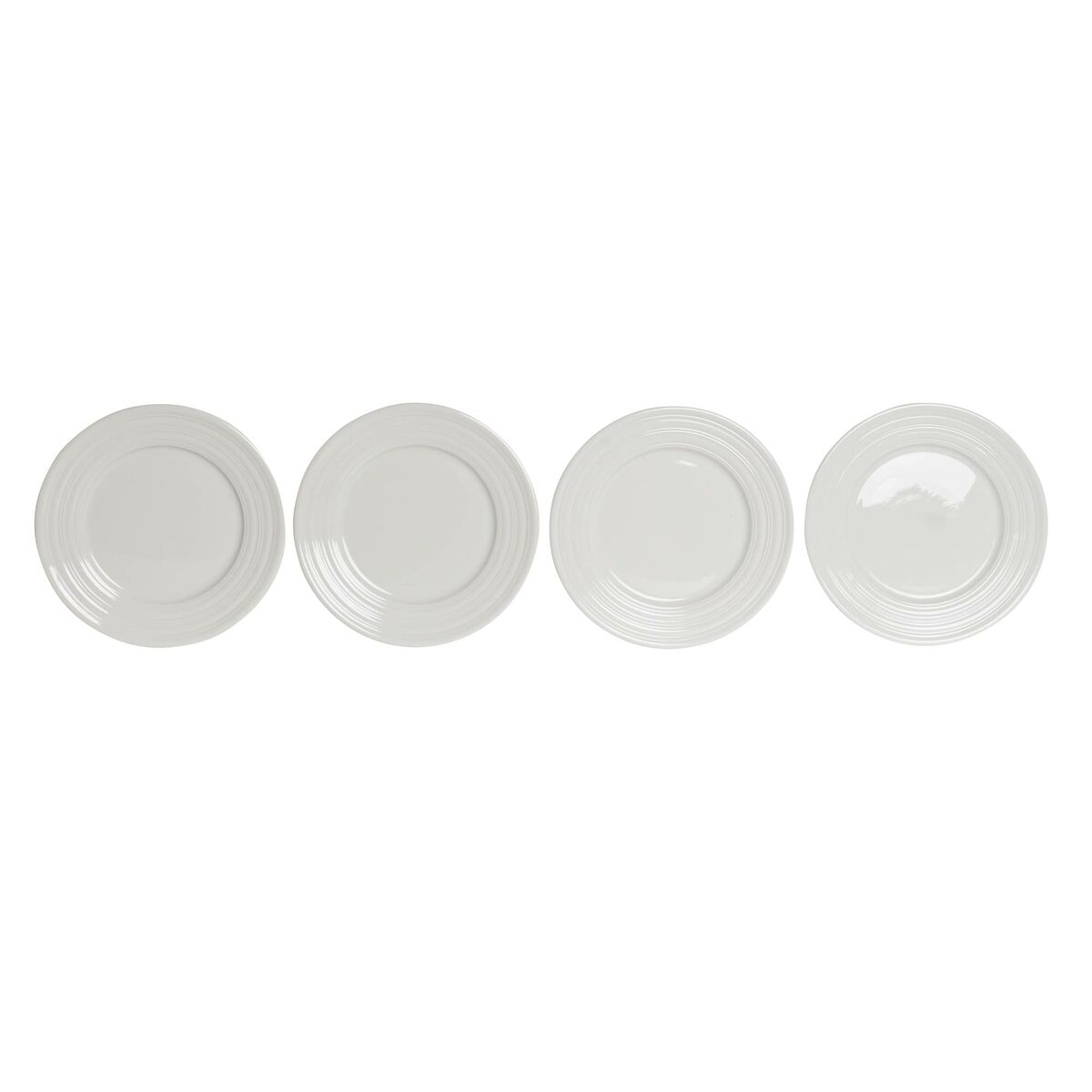 DKD Home Decor White Porcelain Flat Plate 19 x 19 x 2 cm