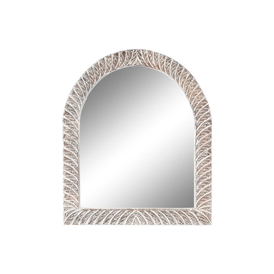 Home ESPRIT Wall Mirror White Brown Mango Wood Decapé Carved 75 x 4 x 90 cm