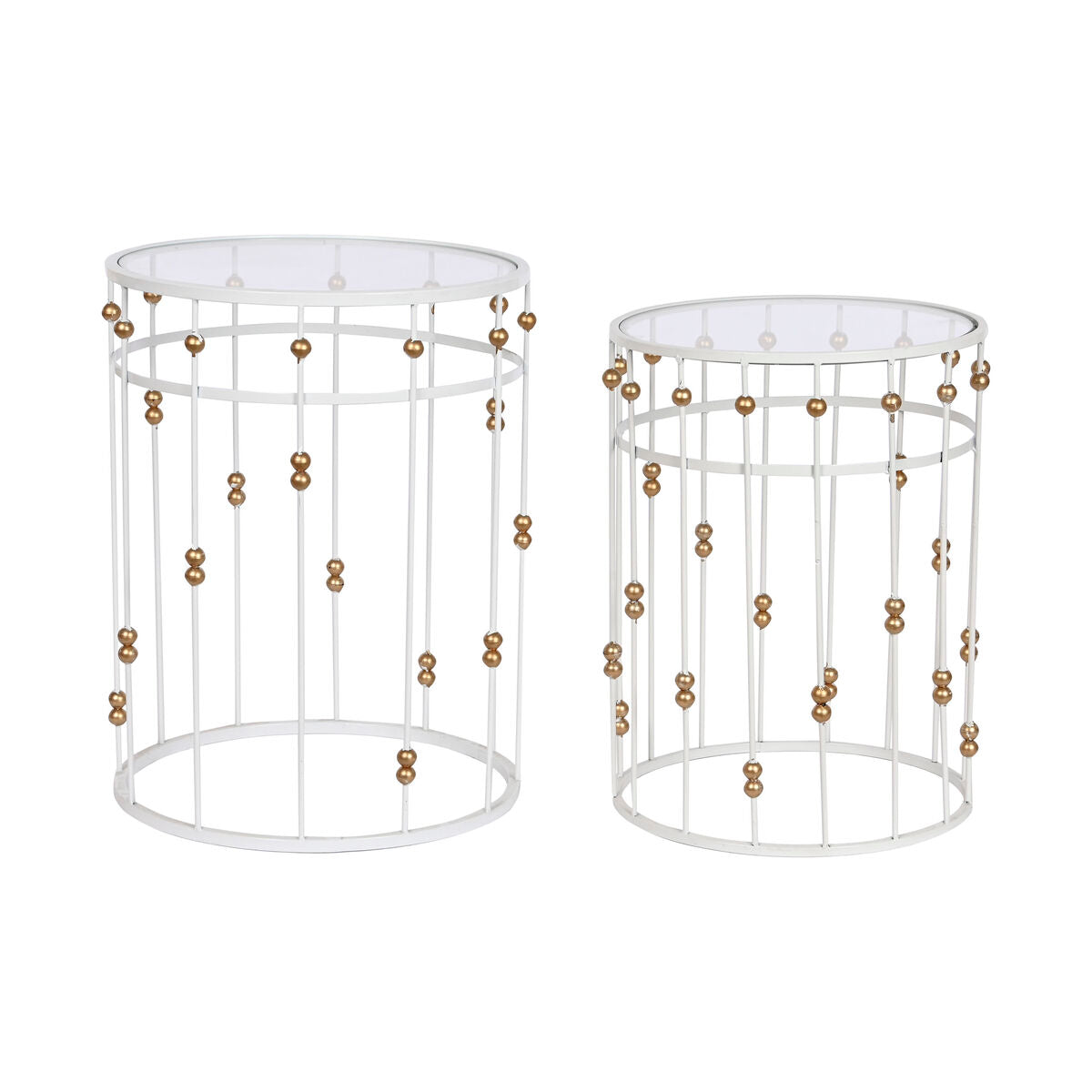 Set of 2 Home ESPRIT tables White Gold 42 x 42 x 55 cm