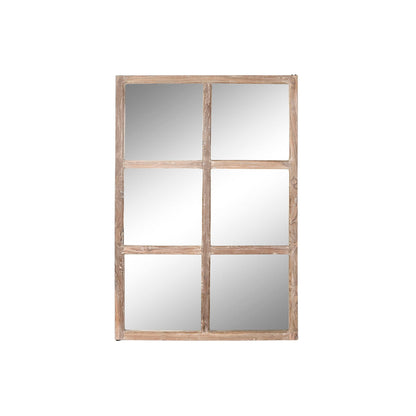 Home ESPRIT Natural Teak Recycled Wood Alpine Window Wall Mirror 80 x 4 x 120 cm