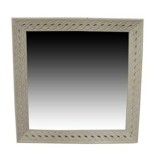 Home ESPRIT Wall Mirror Natural White Mango Wood Romantic 92 x 6 x 92 cm