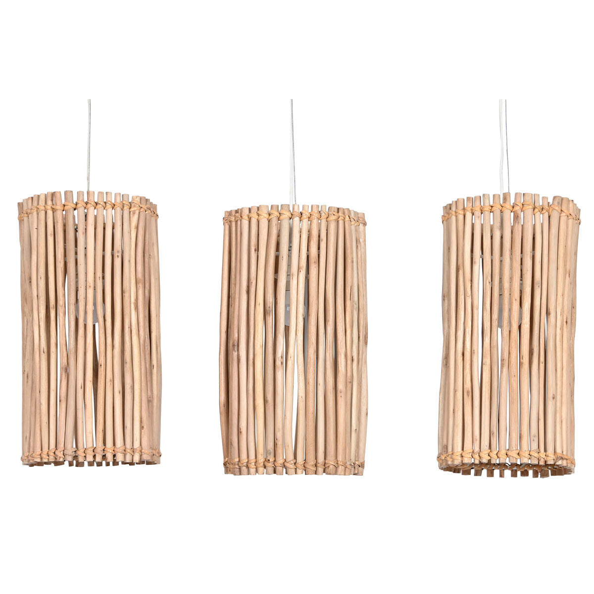 Home ESPRIT Ceiling Lamp Natural White Eucalyptus Wood 50 W 20 x 20 x 40 cm