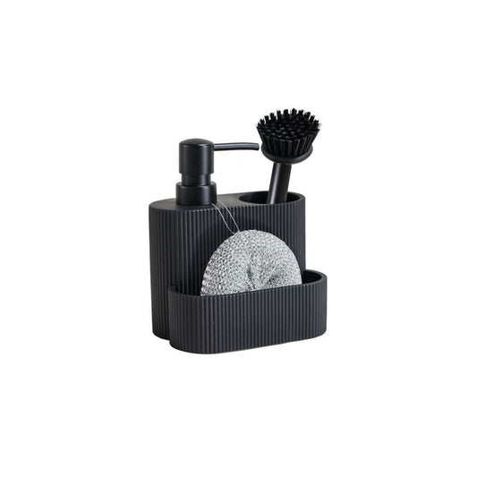 Home ESPRIT Black ABS Resin Scrubber Brush with Handle and Soap Dispenser 13.3 x 9.7 x 15.7 cm