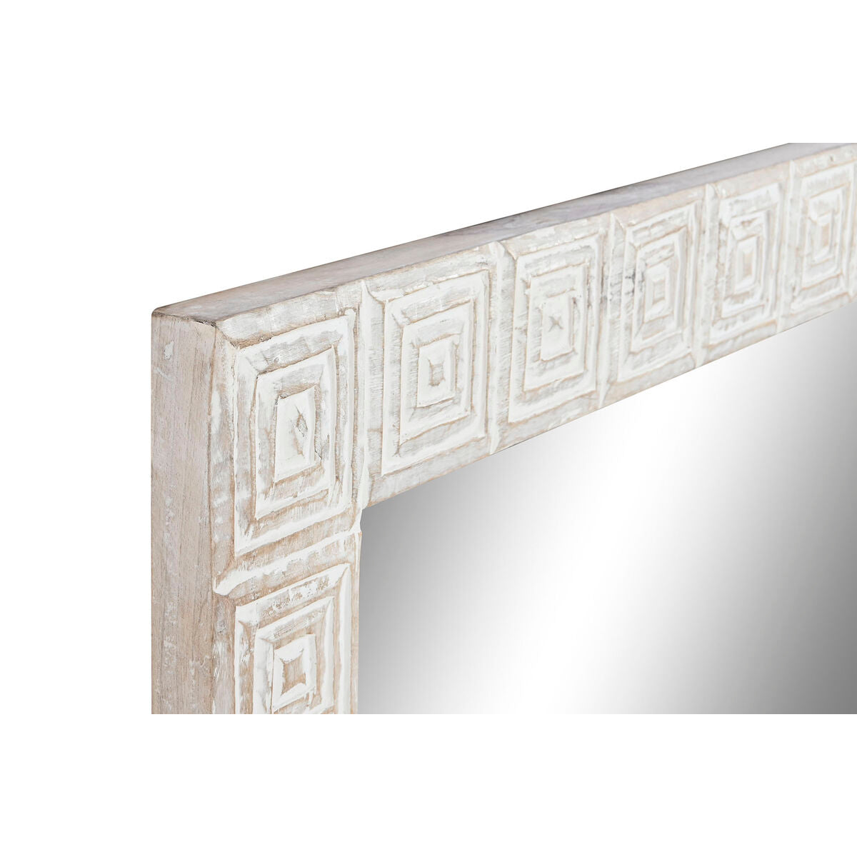 Home ESPRIT Wall Mirror Natural White Indian Mango Wood 94 x 3 x 140 cm