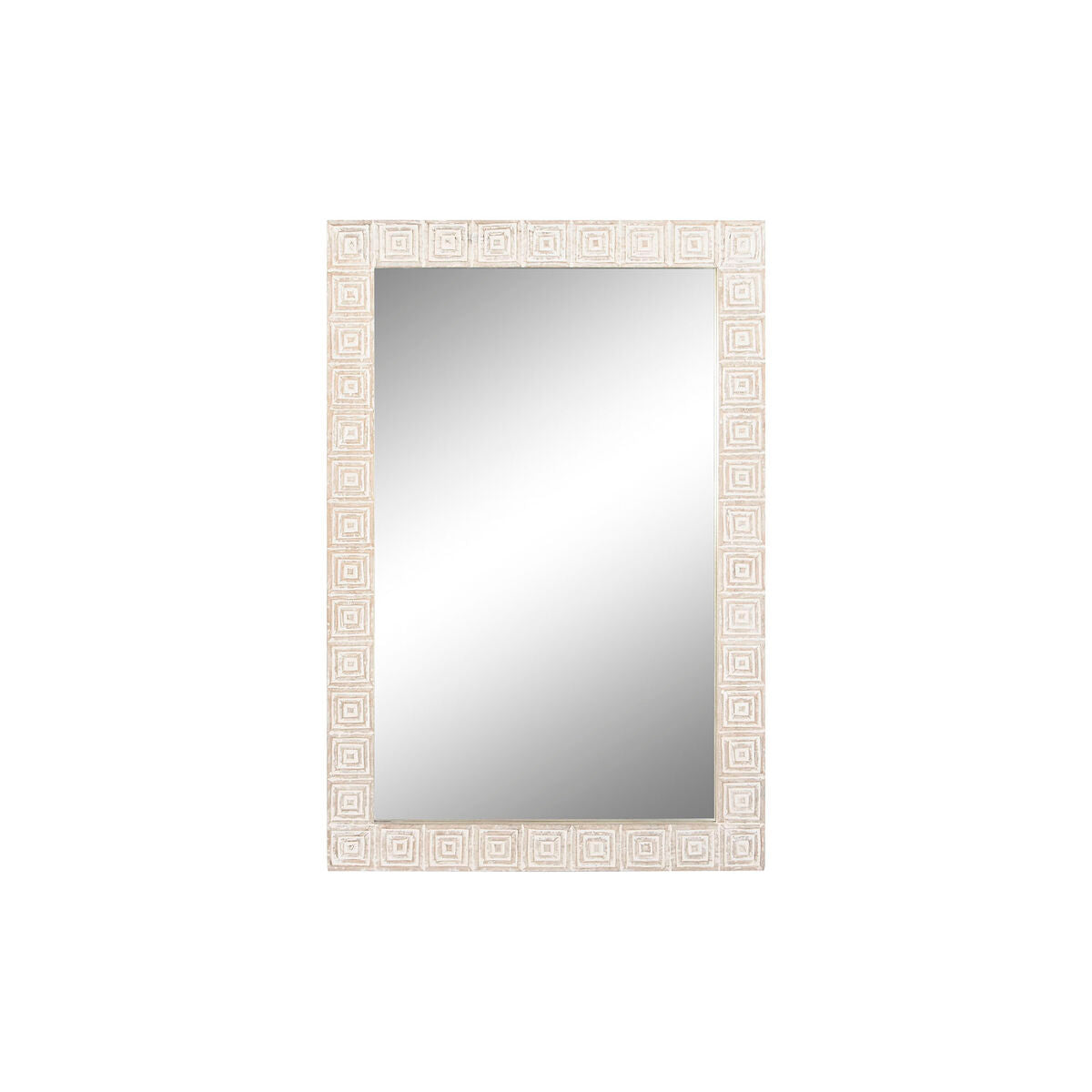 Home ESPRIT Wall Mirror Natural White Indian Mango Wood 94 x 3 x 140 cm