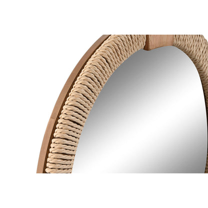 Home ESPRIT Natural Rope Fir Wall Mirror Mediterranean Mirror 40 x 3.5 x 50 cm