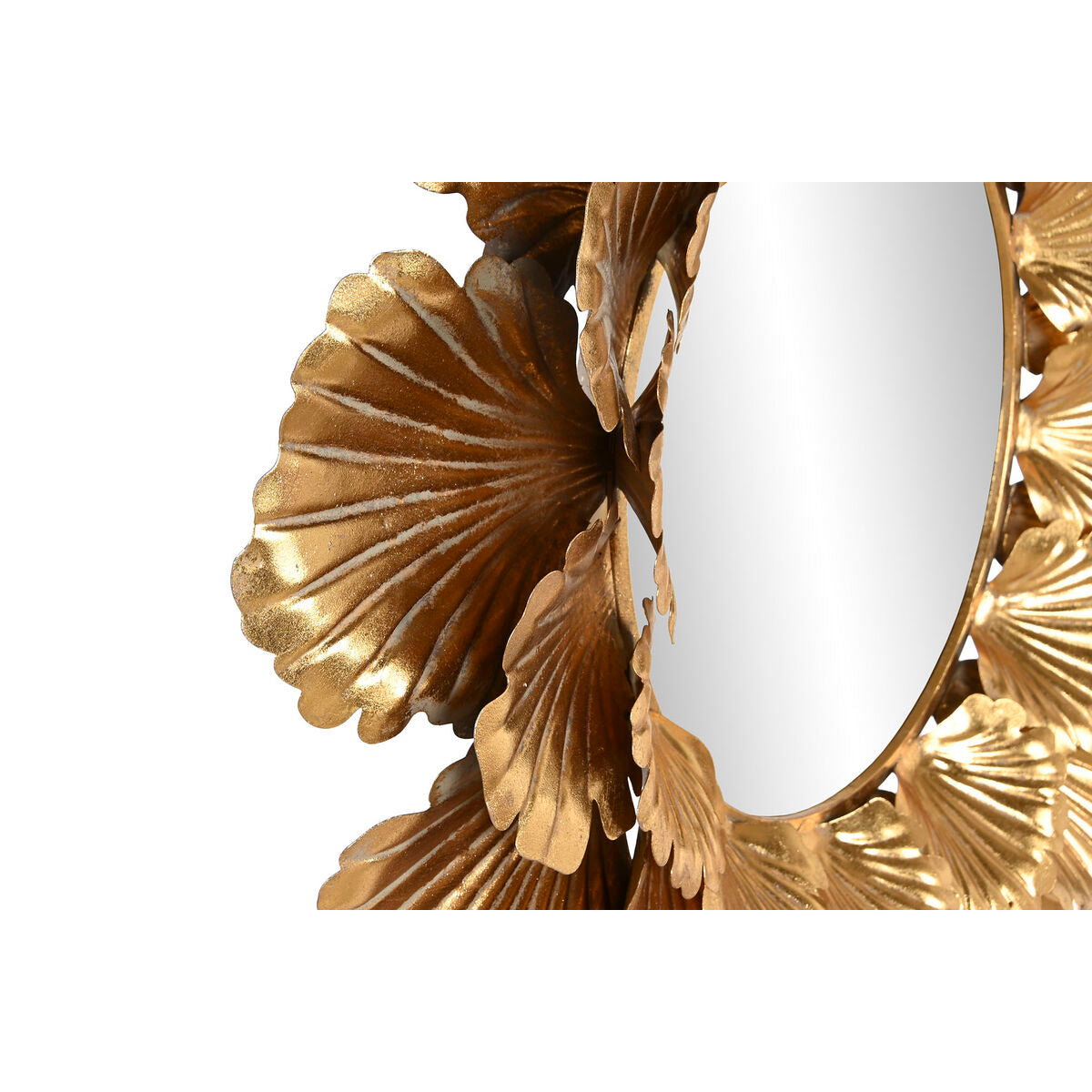 Home ESPRIT Wall Mirror Gold Metal Plant Leaf 76.5 x 8 x 76.5 cm